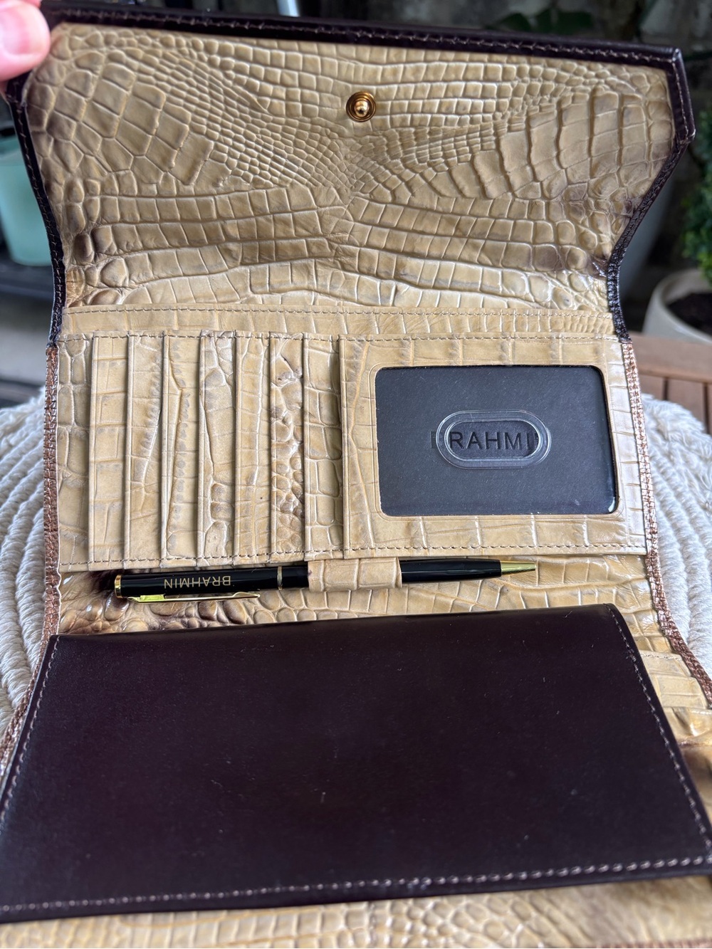 Brahmin Croc and Reptile Embossed Leather Soft Wallet in Summer Tortoise - Picture 3 of 9